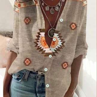 Women's Ethnic Print Western Shirt